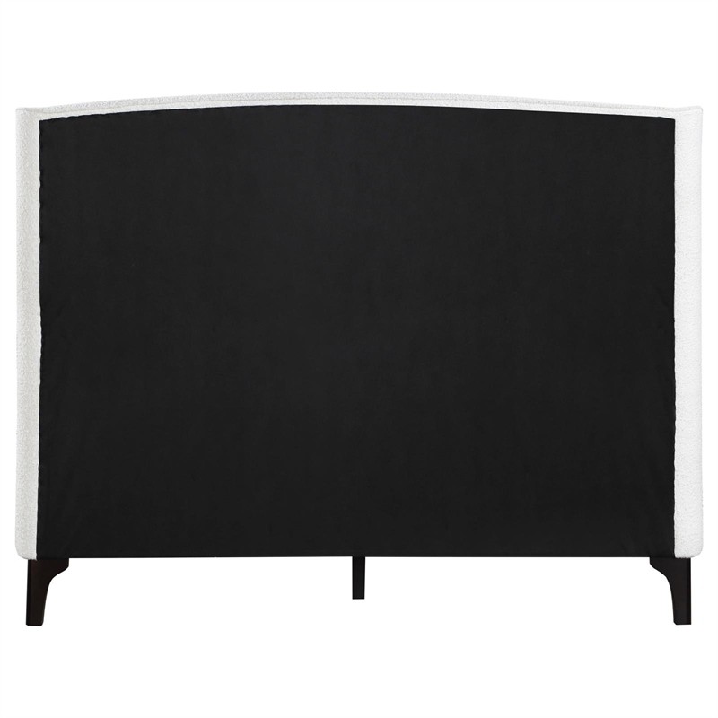 Pemberly Row Upholstered Curved Queen Wingback Bed in Snow Boucle