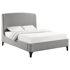 Pemberly Row Upholstered Eastern King Wingback Bed in Gray Boucle
