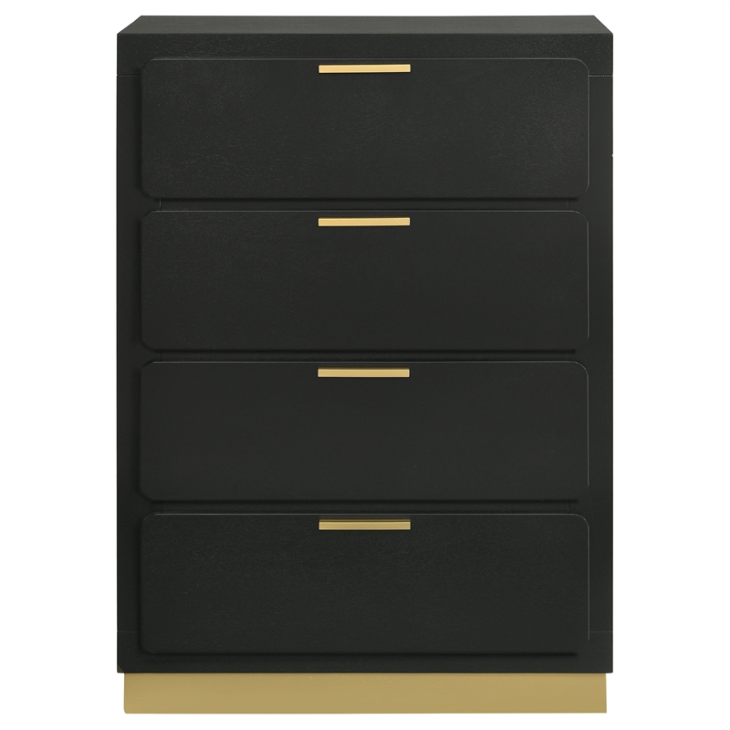 Pemberly Row 4-Drawer Mid-Century Modern Bedroom Chest in Black
