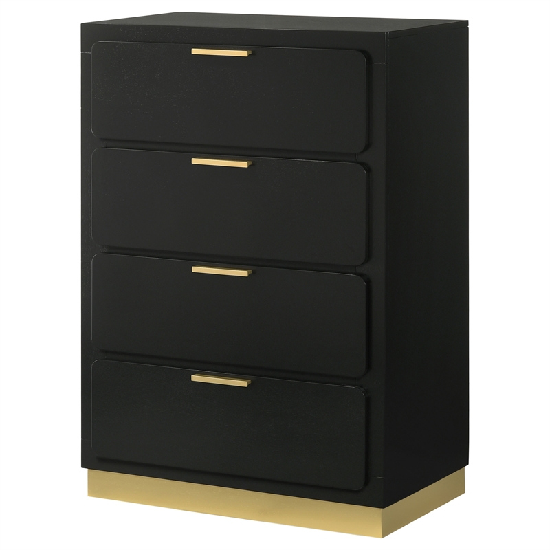 Pemberly Row 4-Drawer Mid-Century Modern Bedroom Chest in Black