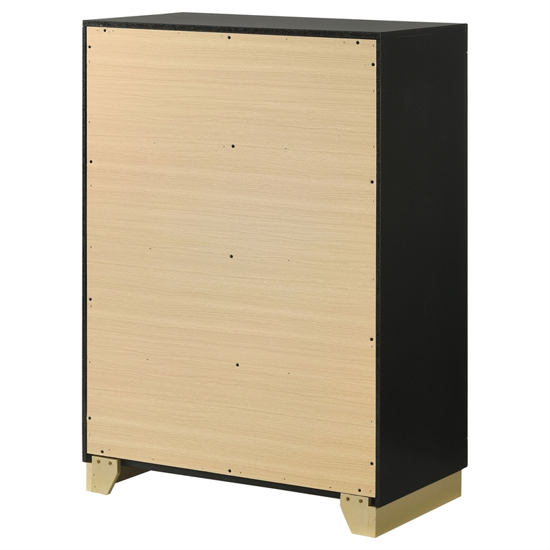 Pemberly Row 4-Drawer Mid-Century Modern Bedroom Chest in Black