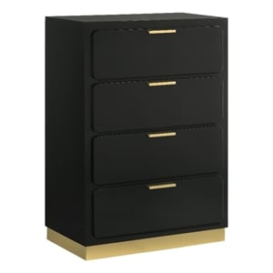 Pemberly Row 4-Drawer Mid-Century Modern Bedroom Chest in Black