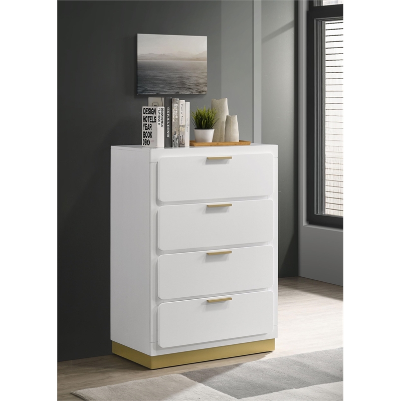 Pemberly Row 4-Drawer Mid-Century Modern Bedroom Chest in White
