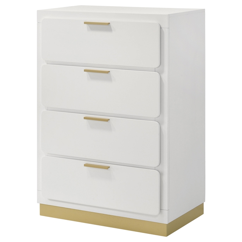 Pemberly Row 4-Drawer Mid-Century Modern Bedroom Chest in White