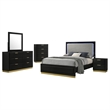 Pemberly Row 5-Piece Eastern King LED Glam Bedroom Set in Black