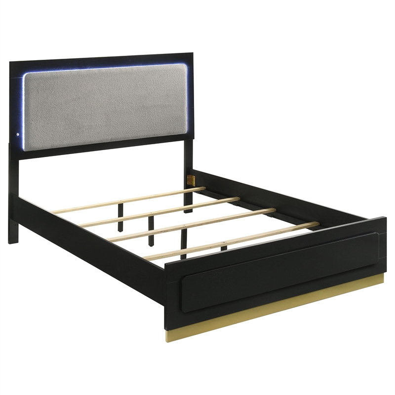 Pemberly Row 5-Piece Eastern King LED Glam Bedroom Set in Black