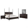 Pemberly Row 4-Piece Queen Four-Poster Modern Bedroom Set in Brown