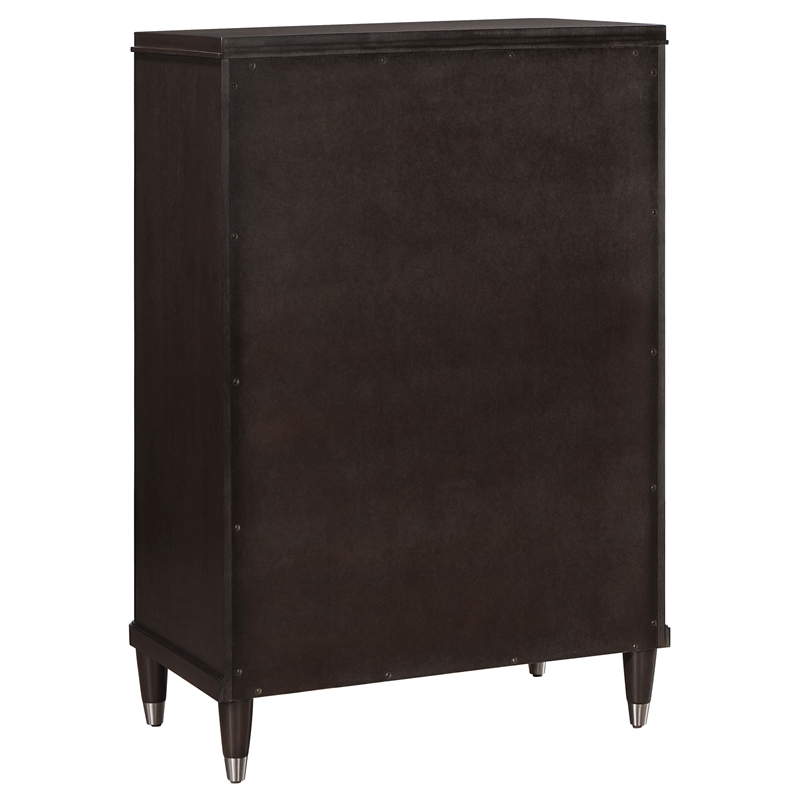 Pemberly Row Transitional 5-Drawer Modern Bedroom Chest in Brown