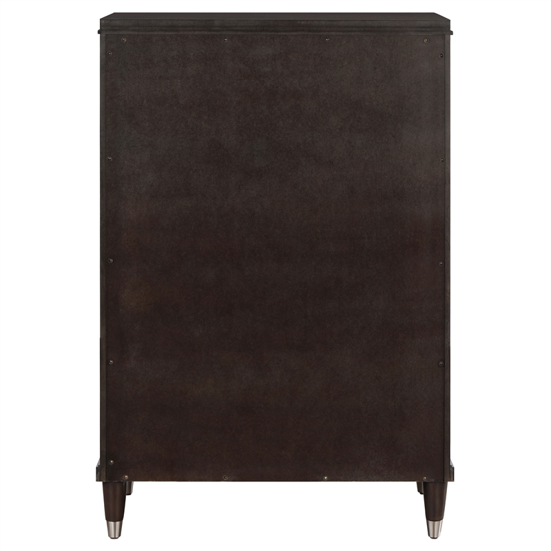 Pemberly Row Transitional 5-Drawer Modern Bedroom Chest in Brown