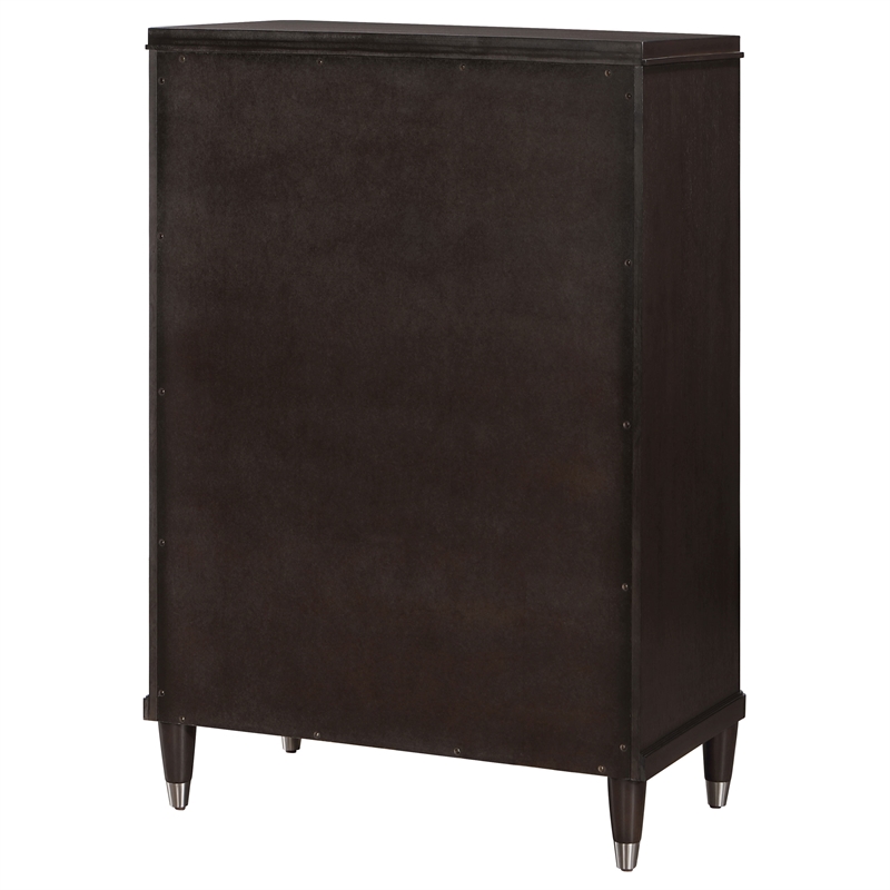 Pemberly Row Transitional 5-Drawer Modern Bedroom Chest in Brown