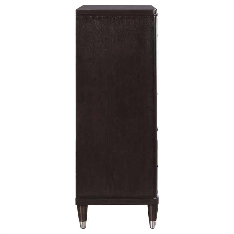 Pemberly Row Transitional 5-Drawer Modern Bedroom Chest in Brown