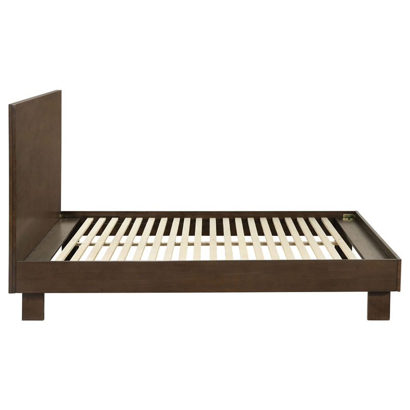 Pemberly Row 48 Inch Queen Wood Platform Panel Bed in Warm Brown