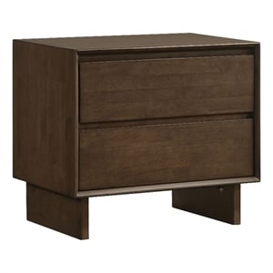 Pemberly Row 2-Drawer Nightstand Bedside Table in Warm Brown