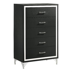 Pemberly Row Vintage Inspired 5-Drawer Bedroom Chest in Black