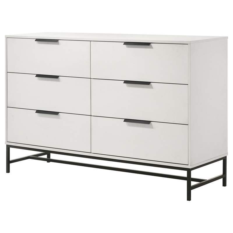 Pemberly Row Modern 6-Drawer Bedroom Storage Dresser in White