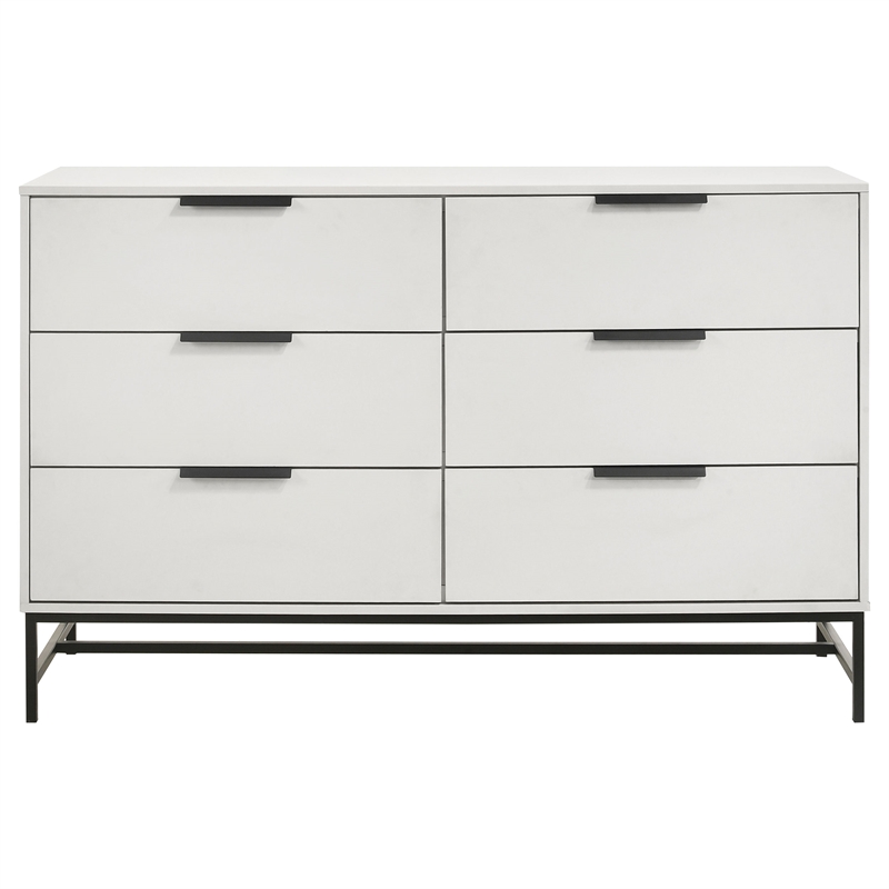 Pemberly Row Modern 6-Drawer Bedroom Storage Dresser in White