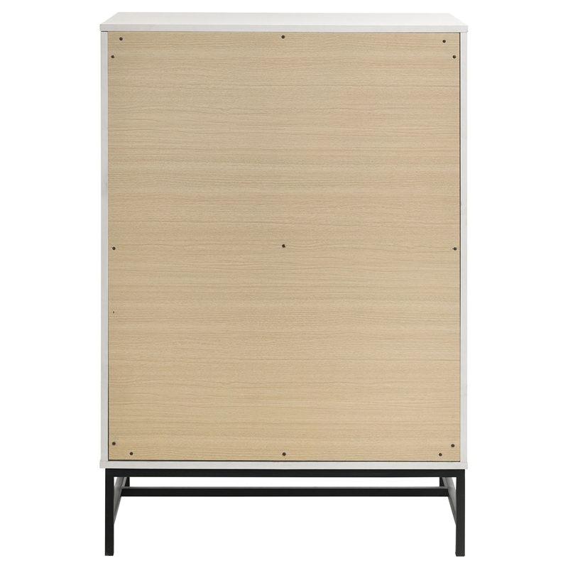 Pemberly Row Modern 4-Drawer Bedroom Chest with Metal Base in White