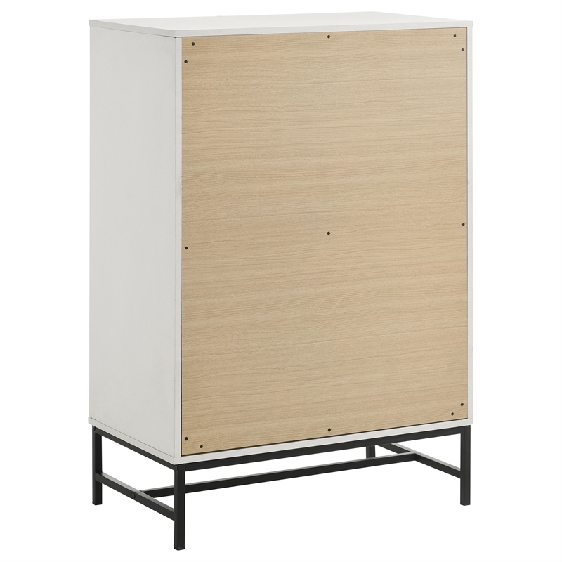 Pemberly Row Modern 4-Drawer Bedroom Chest with Metal Base in White