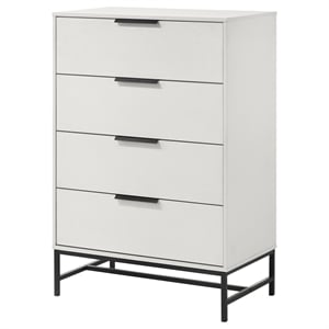 Pemberly Row Modern 4-Drawer Bedroom Chest with Metal Base in White