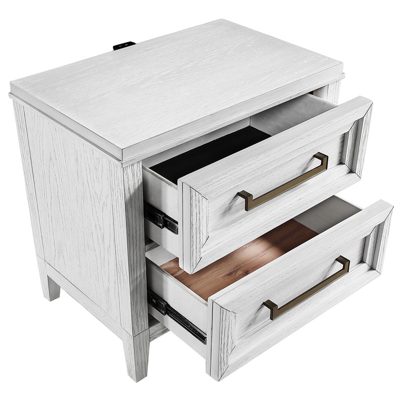 Pemberly Row 2-Drawer Nightstand Bedside Table in Distressed White