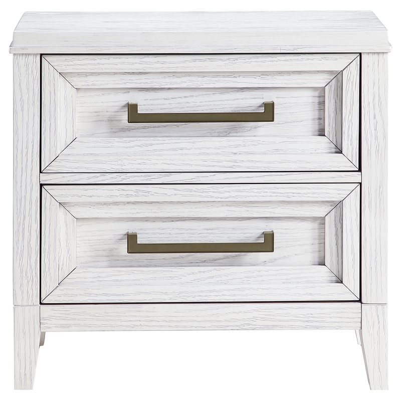Pemberly Row 2-Drawer Nightstand Bedside Table in Distressed White