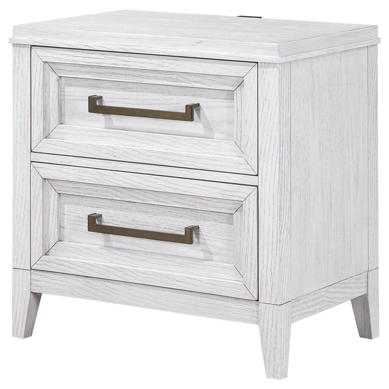 Pemberly Row 2-Drawer Nightstand Bedside Table in Distressed White