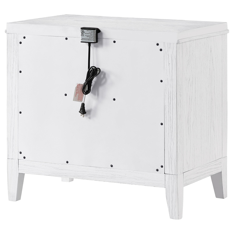 Pemberly Row 2-Drawer Nightstand Bedside Table in Distressed White