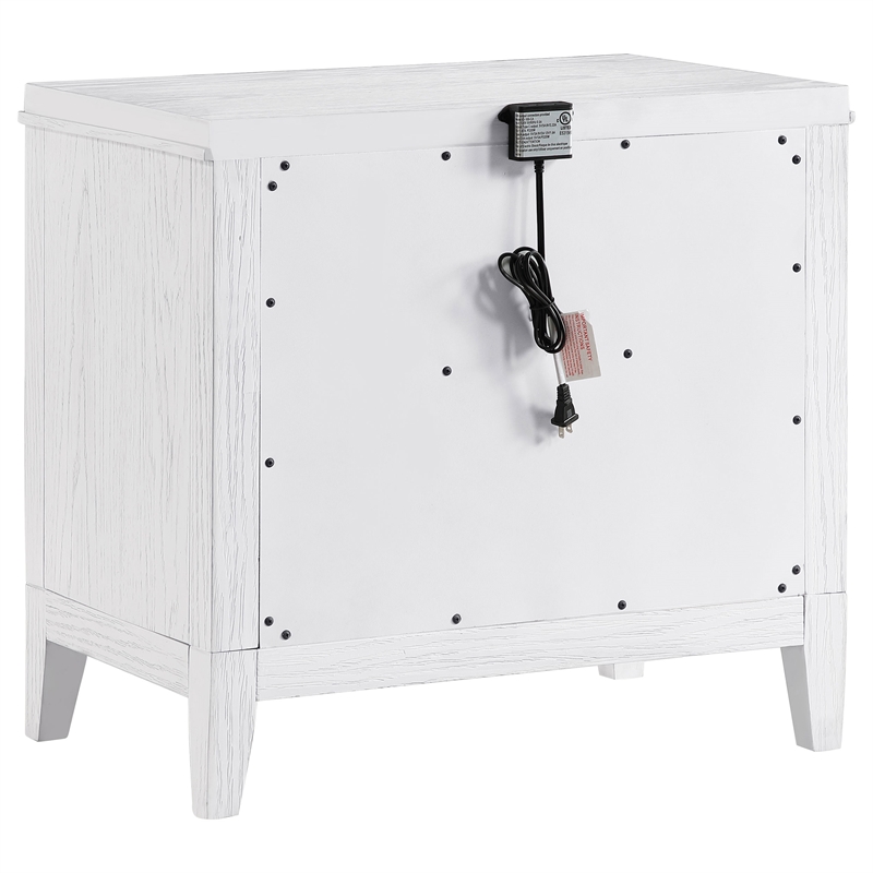 Pemberly Row 2-Drawer Nightstand Bedside Table in Distressed White