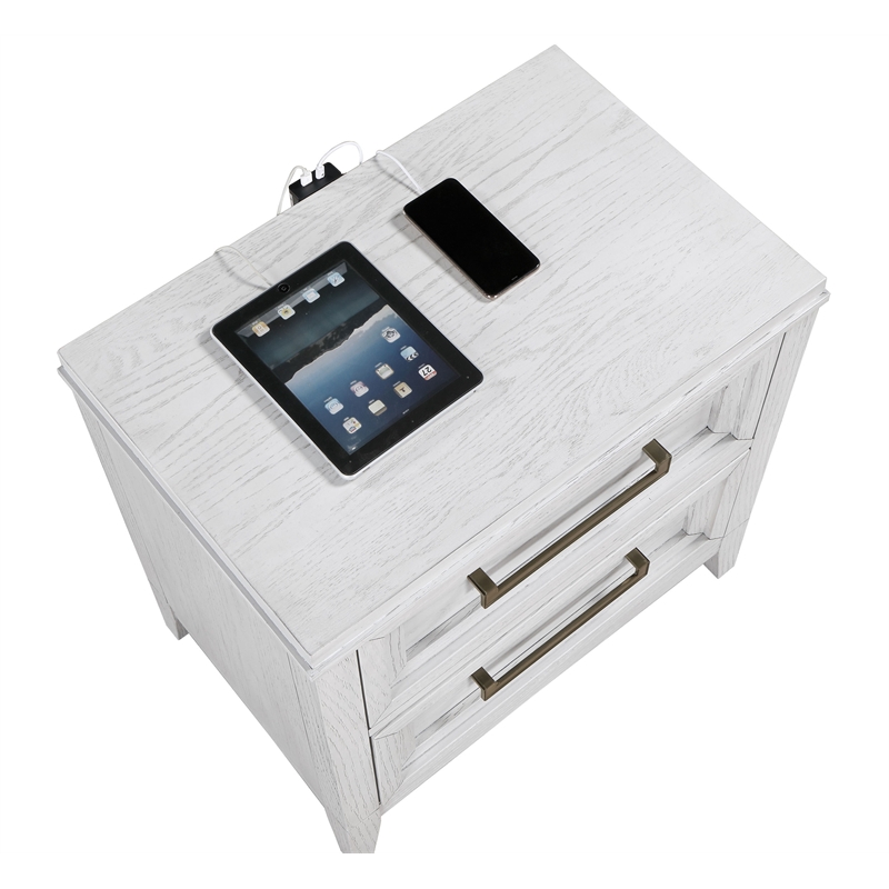 Pemberly Row 2-Drawer Nightstand Bedside Table in Distressed White