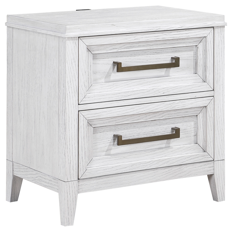 Pemberly Row 2-Drawer Nightstand Bedside Table in Distressed White