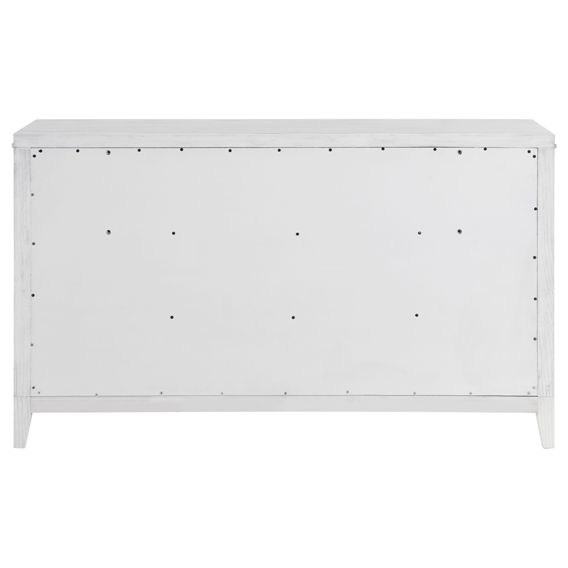 Pemberly Row 6-Drawer Double Profile Dresser in Distressed White