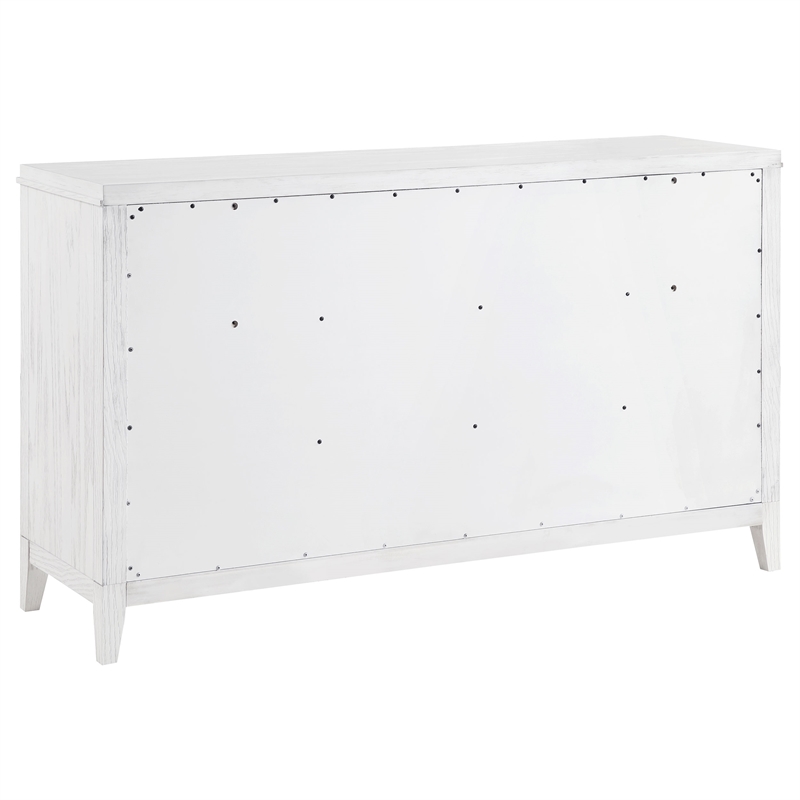 Pemberly Row 6-Drawer Double Profile Dresser in Distressed White
