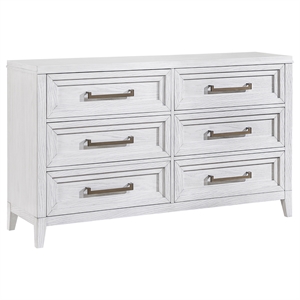 Pemberly Row 6-Drawer Double Profile Dresser in Distressed White