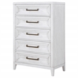 Pemberly Row Tall 5-Drawer Bedroom Chest in Distressed White