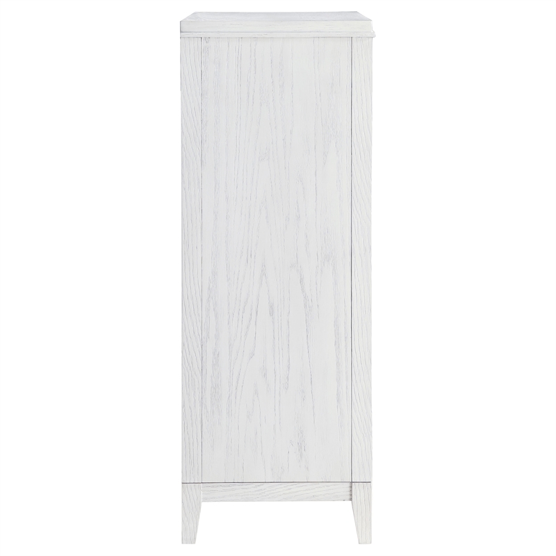 Pemberly Row Tall 5-Drawer Bedroom Chest in Distressed White