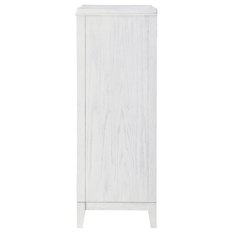 Pemberly Row Tall 5-Drawer Bedroom Chest in Distressed White