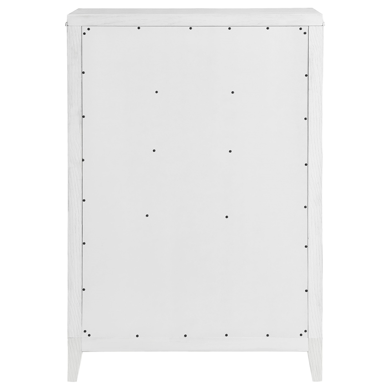 Pemberly Row Tall 5-Drawer Bedroom Chest in Distressed White