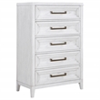 Pemberly Row Tall 5-Drawer Bedroom Chest in Distressed White