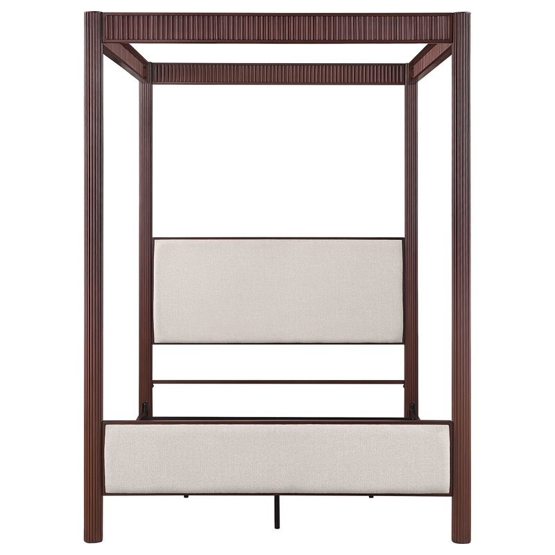 Pemberly Row 89 Inch Metal Eastern King Canopy Bed in Rust Brown