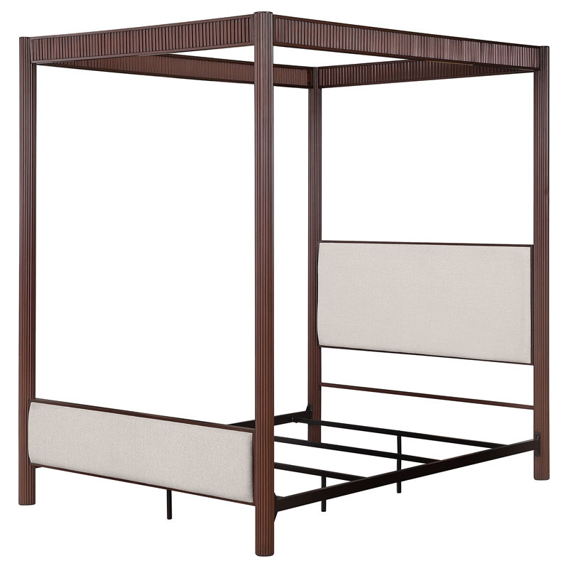 Pemberly Row 89 Inch Metal Eastern King Canopy Bed in Rust Brown