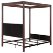 Pemberly Row 89 Inch Metal Eastern King Canopy Bed in Rust Brown