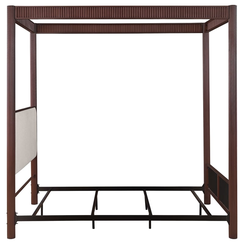 Pemberly Row 89 Inch Metal Eastern King Canopy Bed in Rust Brown