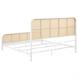 Pemberly Row Open Cane Webbing Metal Eastern King Bed in White