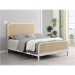 Pemberly Row Modern Open Cane Webbing Metal Queen Bed in White