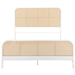 Pemberly Row Modern Open Cane Webbing Metal Queen Bed in White