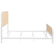 Pemberly Row Modern Open Cane Webbing Metal Queen Bed in White