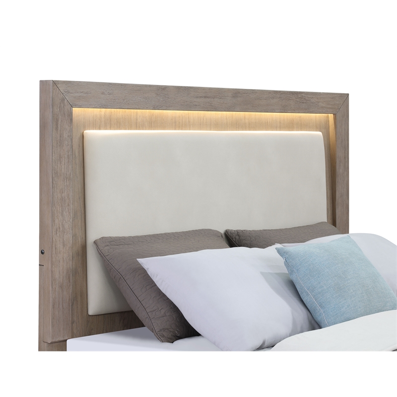 Pemberly Row 4-Piece California King LED Bedroom Set in Barley Brown