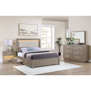 Pemberly Row 4-Piece California King LED Bedroom Set in Barley Brown