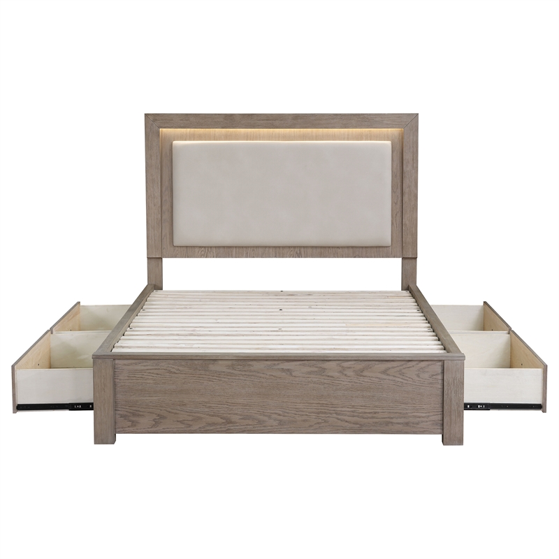 Pemberly Row 5-Piece California King LED Bedroom Set in Barley Brown