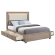 Pemberly Row 56 Inch California King LED Storage Bed in Barley Brown